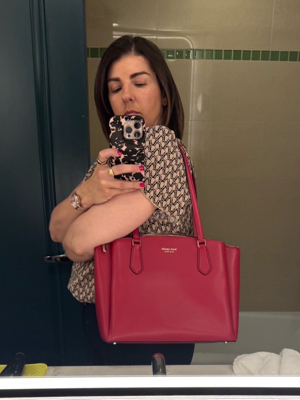 Booked Large Work Tote in Geranium
